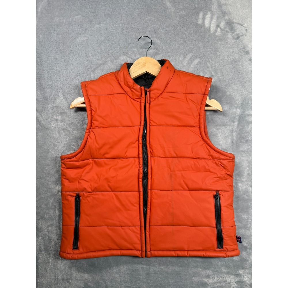 Bubblegum American Flavour USA Puffer Vest Womens Large Orange Lined Full Zip